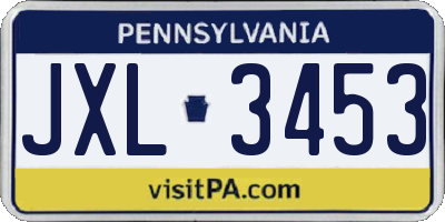 PA license plate JXL3453
