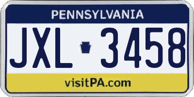 PA license plate JXL3458