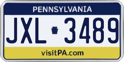PA license plate JXL3489