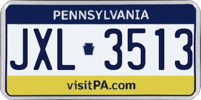 PA license plate JXL3513
