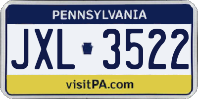 PA license plate JXL3522