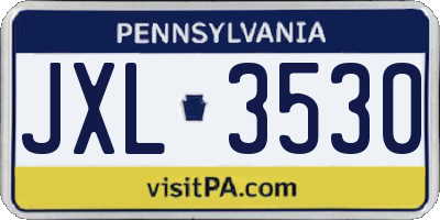PA license plate JXL3530
