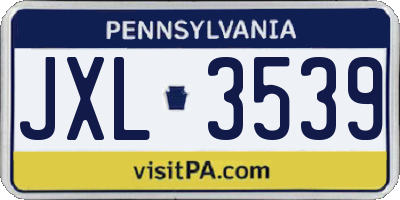 PA license plate JXL3539