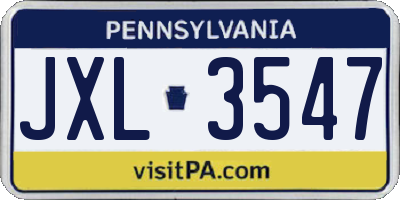 PA license plate JXL3547