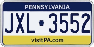 PA license plate JXL3552