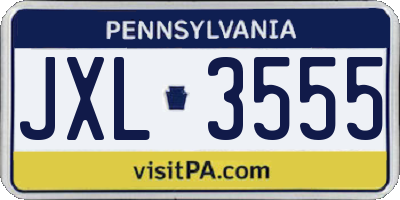 PA license plate JXL3555