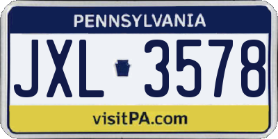 PA license plate JXL3578