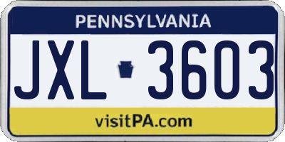 PA license plate JXL3603