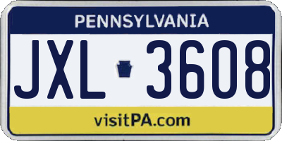 PA license plate JXL3608