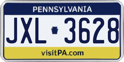 PA license plate JXL3628