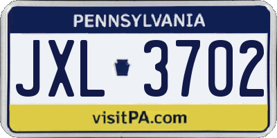 PA license plate JXL3702