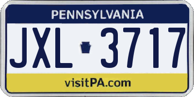 PA license plate JXL3717
