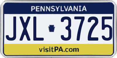 PA license plate JXL3725