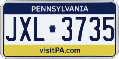 PA license plate JXL3735