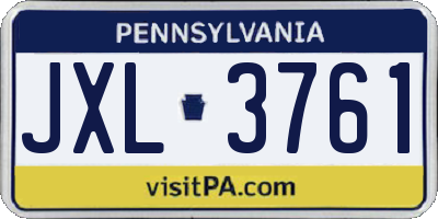 PA license plate JXL3761