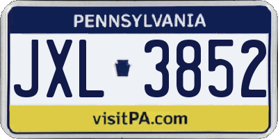 PA license plate JXL3852