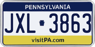 PA license plate JXL3863