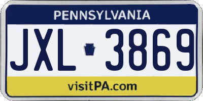 PA license plate JXL3869