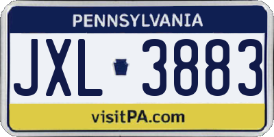 PA license plate JXL3883