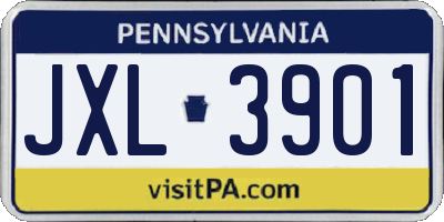 PA license plate JXL3901