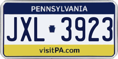 PA license plate JXL3923