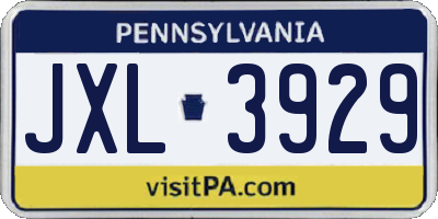 PA license plate JXL3929