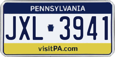 PA license plate JXL3941