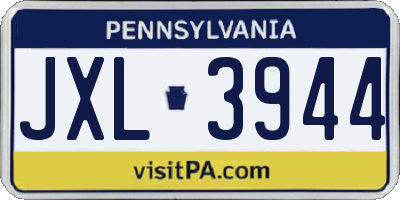 PA license plate JXL3944