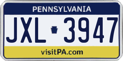 PA license plate JXL3947