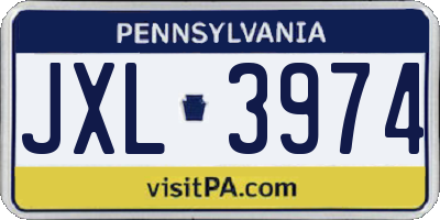 PA license plate JXL3974