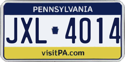 PA license plate JXL4014