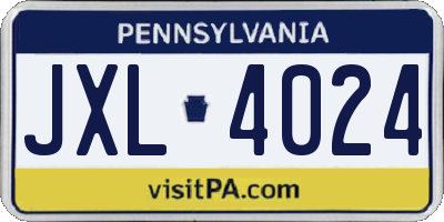 PA license plate JXL4024
