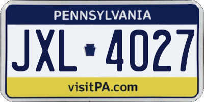 PA license plate JXL4027