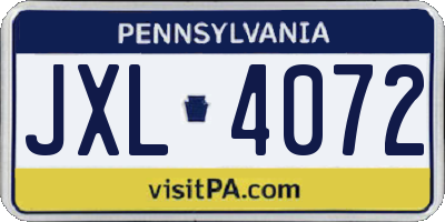 PA license plate JXL4072