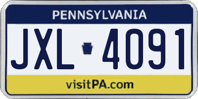 PA license plate JXL4091