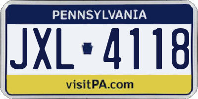 PA license plate JXL4118