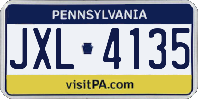 PA license plate JXL4135