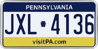 PA license plate JXL4136