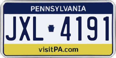 PA license plate JXL4191