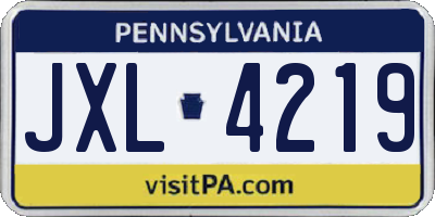 PA license plate JXL4219