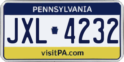PA license plate JXL4232