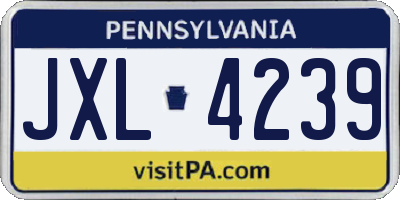 PA license plate JXL4239
