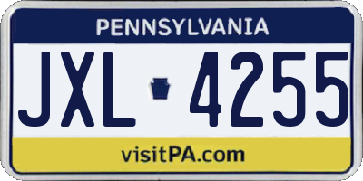 PA license plate JXL4255