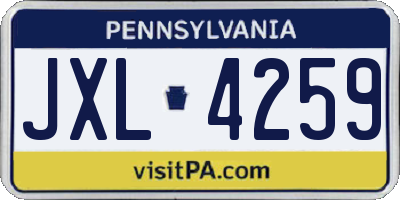 PA license plate JXL4259