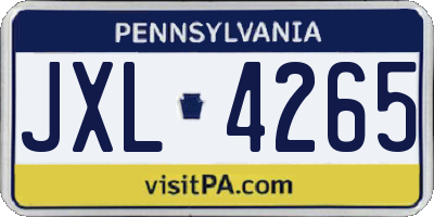 PA license plate JXL4265