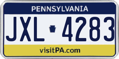 PA license plate JXL4283