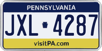 PA license plate JXL4287