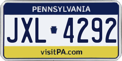 PA license plate JXL4292