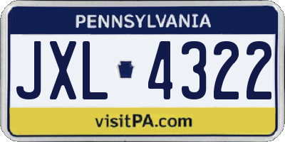 PA license plate JXL4322