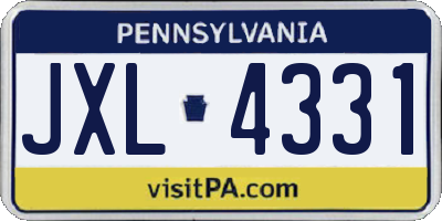 PA license plate JXL4331
